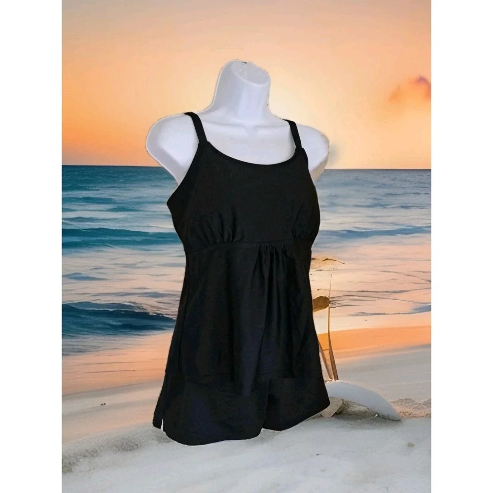 Tropical Escape Swim Shorts 12 Black Tankini Swim Top L Adjustable Straps Padded